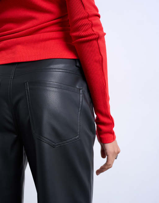 Pantalones capri negros de cuero sintético de Topshop, 4 de 5