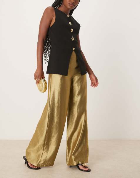 Pantalones caqui claro con acabado metalizado dorado de Scalpers - view 1
