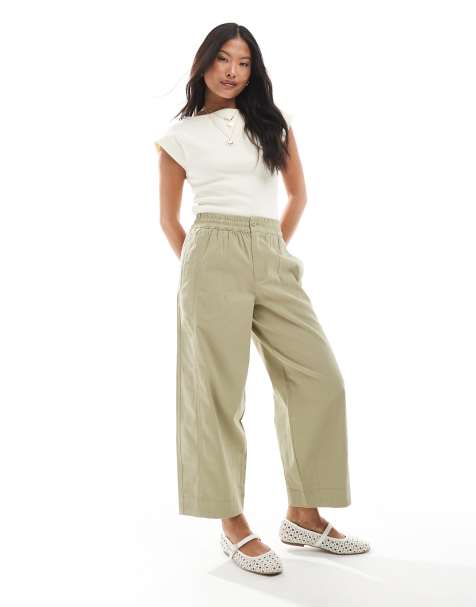 Pantalones caqui lavado sin cierres de corte barrel de ASOS DESIGN Petite - view 1