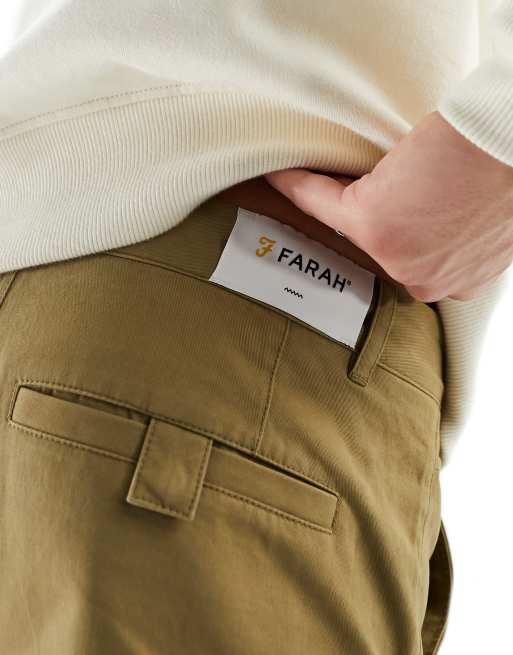 Pantalones caquis de corte tapered holgado de sarga Hawtin de Farah , 4 de 5
