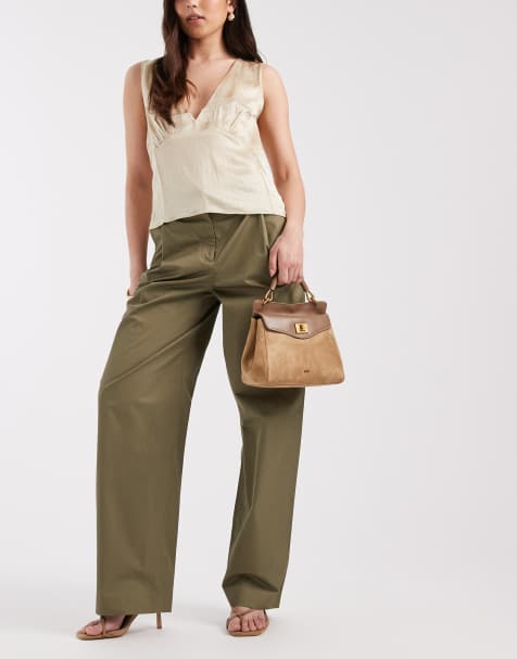 Pantalones caquis de pernera ancha con pinzas de algodón de & Other Stories - view 1