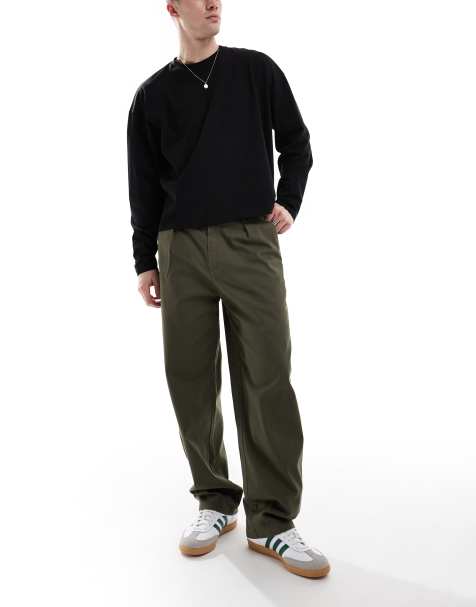 Pantalones caquis de pernera ancha con pinzas de ONLY & SONS - view 1