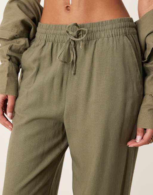 Pantalones caquis de pernera ancha de mezcla de lino de JDY (parte de un conjunto), 5 de 5