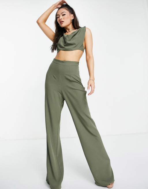 Pantalones caquis de pernera ancha de Vesper (parte de un conjunto)