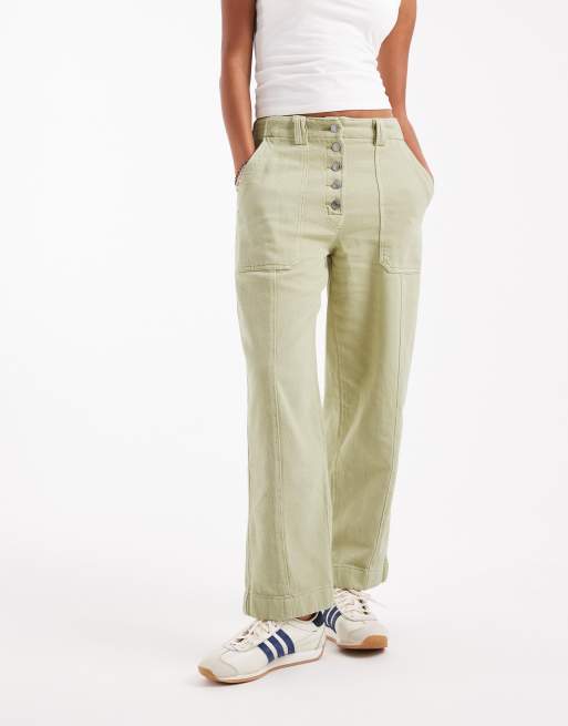 Pantalones caquis de pernera barrel con botones delanteros de ASOS DESIGN, 5 de 5
