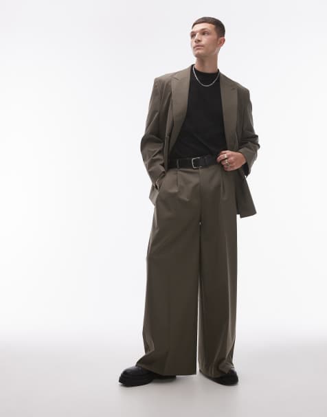 Pantalones caquis de talle alto y pernera ancha de Topman - view 1