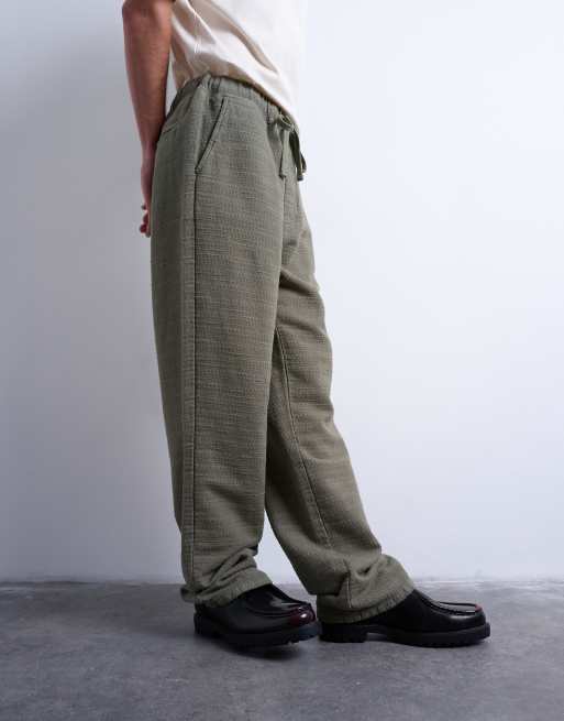 Pantalones caquis holgados de tejido texturizado de Topman, 5 de 5