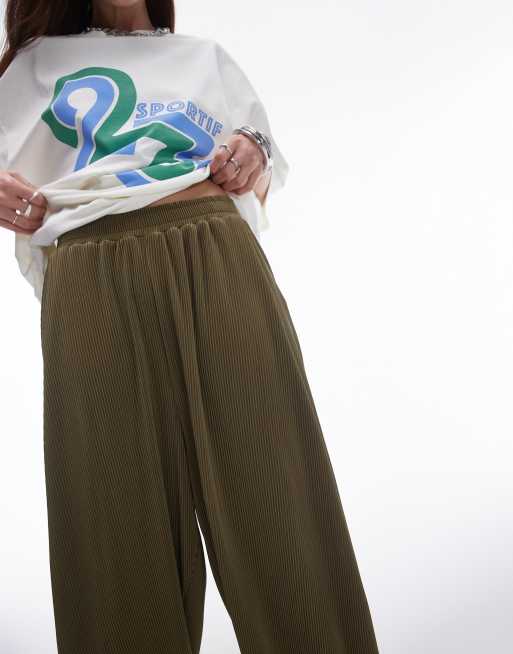 Pantalones caquis plisados de corte globo de Topshop, 3 de 5