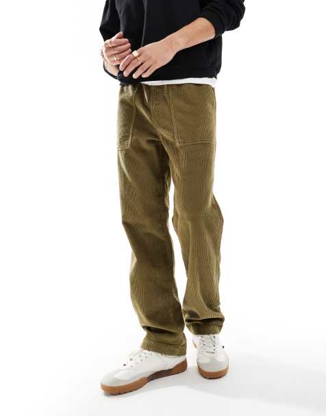 Pantalones caquis sin cierres de corte recto y estilo carpintero de pana de ASOS DESIGN - view 1
