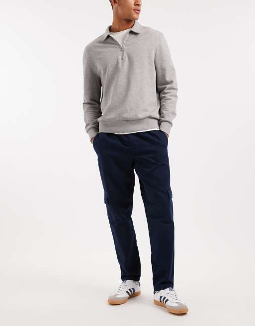 Pantalones cargo azul marino de corte tapered sin cierres de ASOS DESIGN, 2 de 5