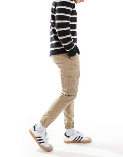 Pantalones cargo beis con bajos ajustados de JJ Rebel - view 1