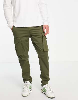 Pantalones cargo caqui de corte slim con bajos ajustados de Only & Sons 