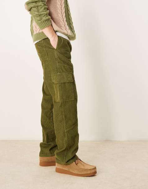 Pantalones cargo caquis de corte recto de pana de ASOS DESIGN - view 1