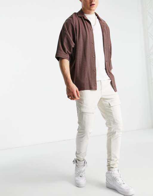 Pantalones cargo color crudo con bolsillo en la parte delantera de Jack & Jones Intelligence, 3 de 4