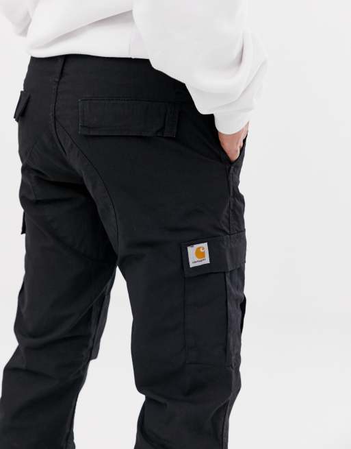 Pantalones cargo color negro prelavado de corte slim Aviation de Carhartt WIP