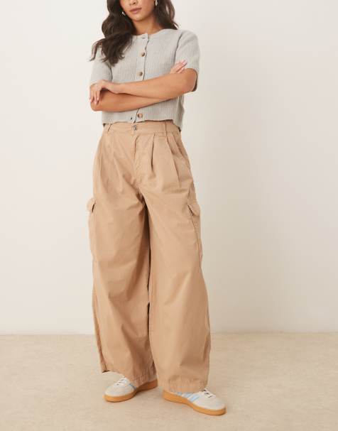 Pantalones cargo color piedra extragrandes con pinzas de ASOS DESIGN - view 1