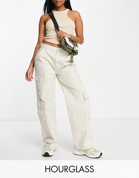  Pantalones para mujer - Pantalones cargo laterales con bolsillo  con solapa (color caqui, talla: S) : Ropa, Zapatos y Joyería
