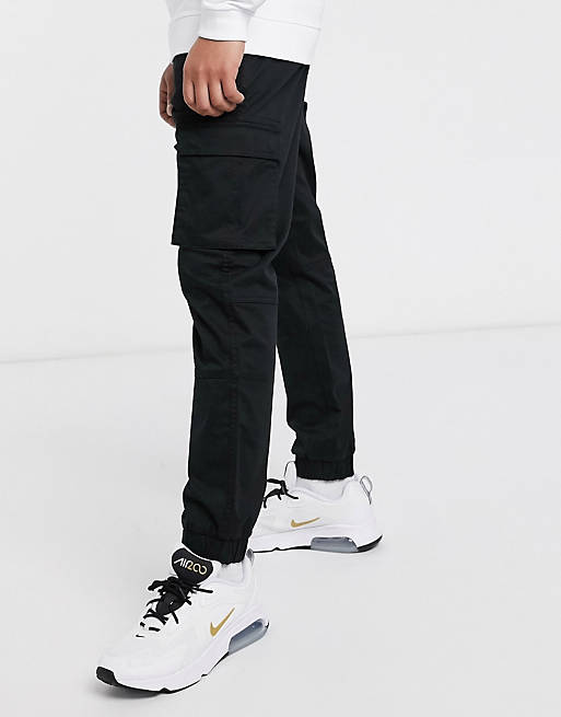 Pantalones cargo de corte slim con bajos ajustados en negro de Only & Sons