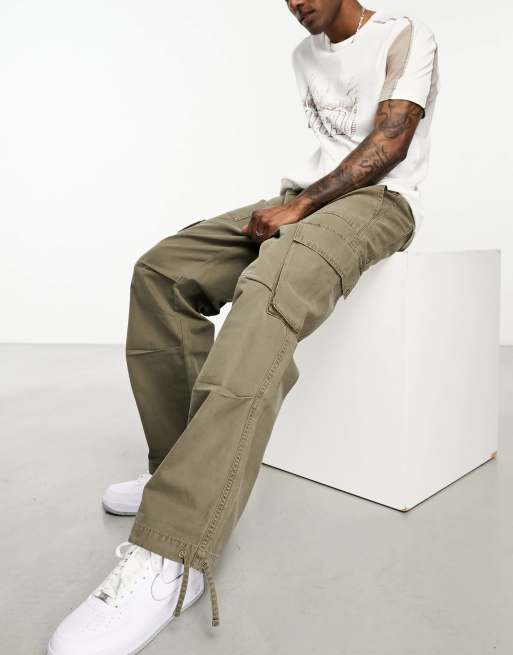 Pantalones cargo de estilo paracaidista con lavado color caqui de ASOS DESIGN
