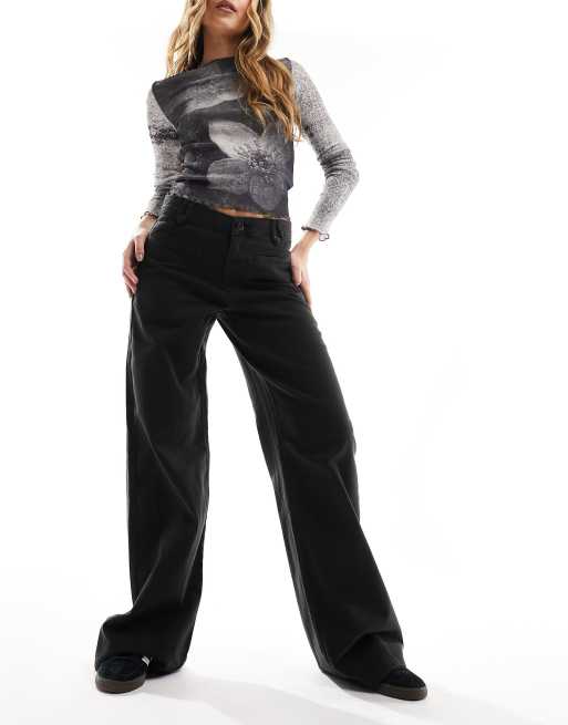 Pantalones cargo gris carbón claro de talle bajo estilo años 2000 de COLLUSION