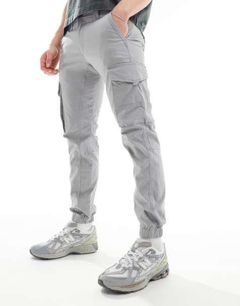 Pantalones cargo gris claro con bajos ajustados de Jack & Jones - view 1