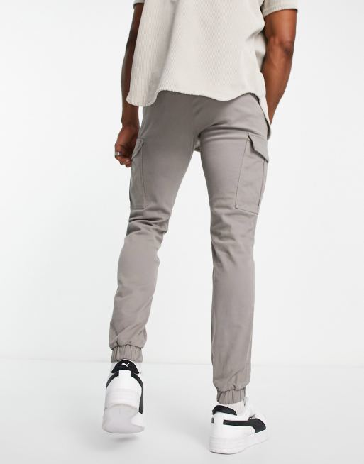 Pantalones cargo de corte slim con bajos ajustados en color arena claro de  Jack & Jones Intelligence, ASOS