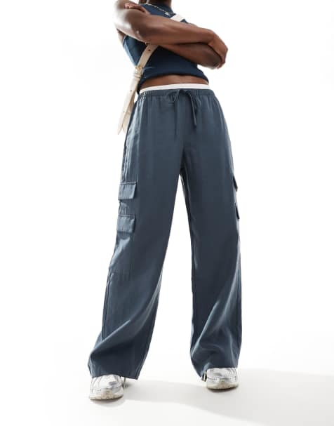 Pantalones cargo grises con lazada en la cintura de Abercrombie & Fitch - view 1