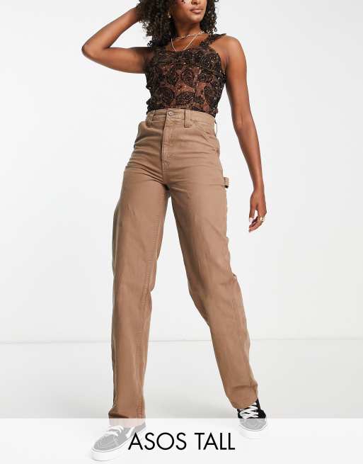 Pantalones cargo marrones minimalistas de ASOS DESIGN Tall