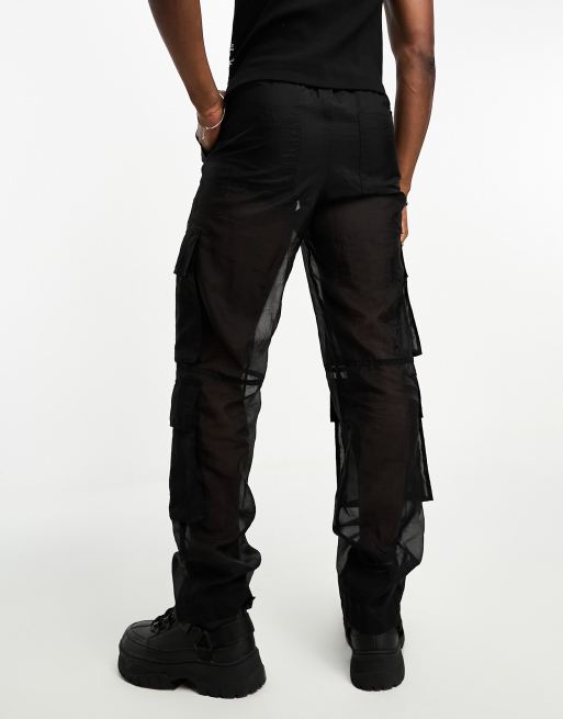 Pantalones cargo negros de corte holgado de tejido antidesgarros de ASOS DESIGN, 3 de 4