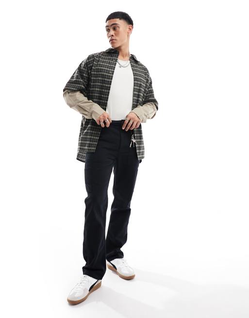 Pantalones cargo negros de corte recto estilo carpintero de ASOS DESIGN
