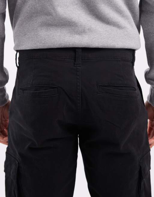 Pantalones cargo negros de corte tapered con bajos ajustados de ONLY & SONS, 5 de 5