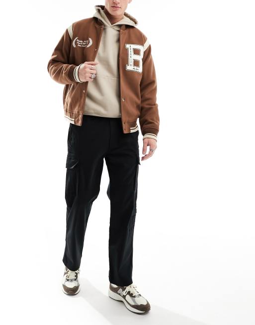 Pantalones cargo negros de tejido grueso de Hollister