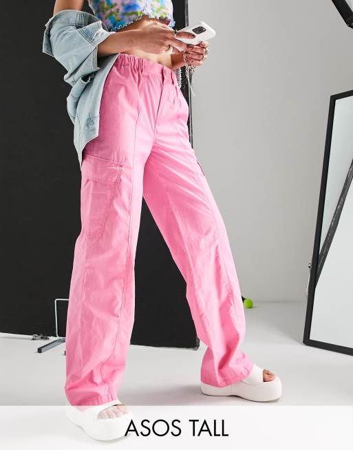 Pantalones estilo globo de sastre de vestir con talle alto de ASOS  DESIGN-Rosa 