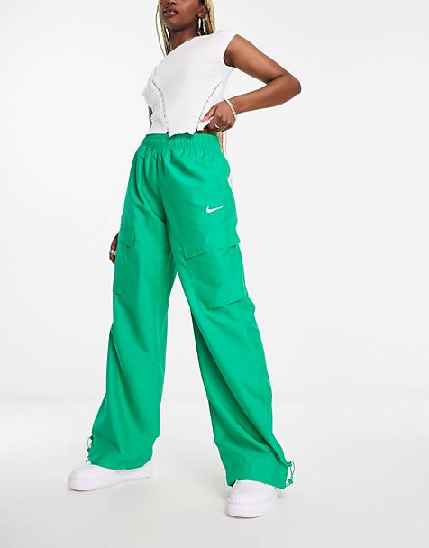 Pantalones Verdes de Pernera Ancha para Mujer