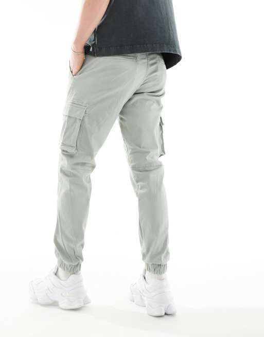Pantalones cargo verde salvia claro de corte tapered con bajos ajustados de ONLY & SONS, 2 de 5