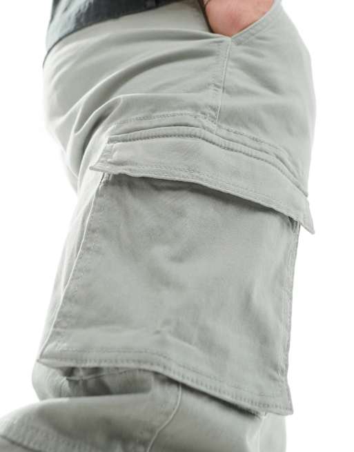 Pantalones cargo verde salvia claro de corte tapered con bajos ajustados de ONLY & SONS, 3 de 5
