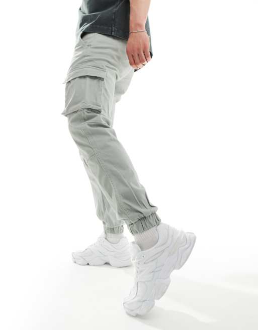 Pantalones cargo verde salvia claro de corte tapered con bajos ajustados de ONLY & SONS, 4 de 5