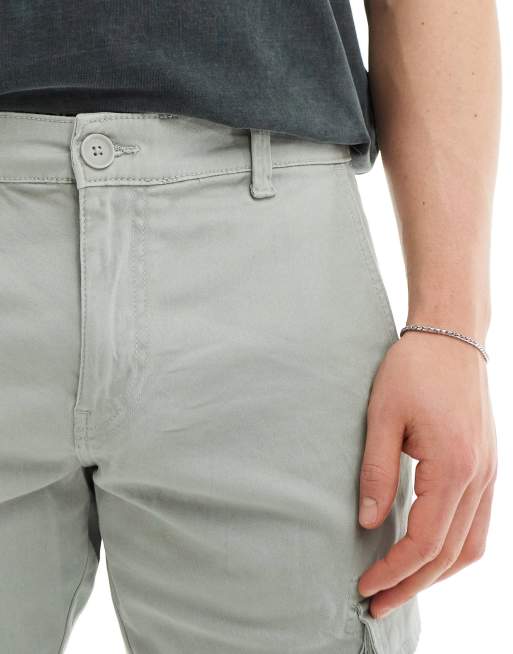 Pantalones cargo verde salvia claro de corte tapered con bajos ajustados de ONLY & SONS, 5 de 5