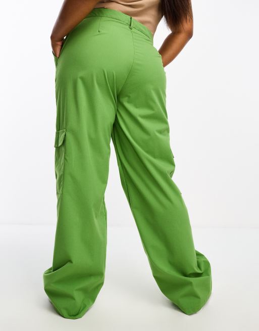 Pantalones cargo verdes de talle alto Del de DTT Plus, 4 de 4