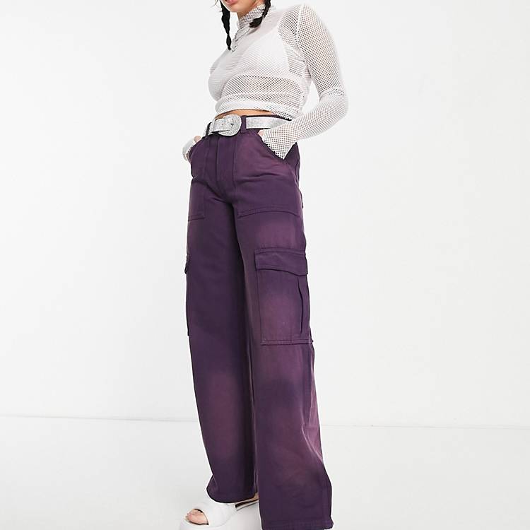 Humano En contra eficiencia Pantalones cargo violeta oscuro de Weekday | ASOS