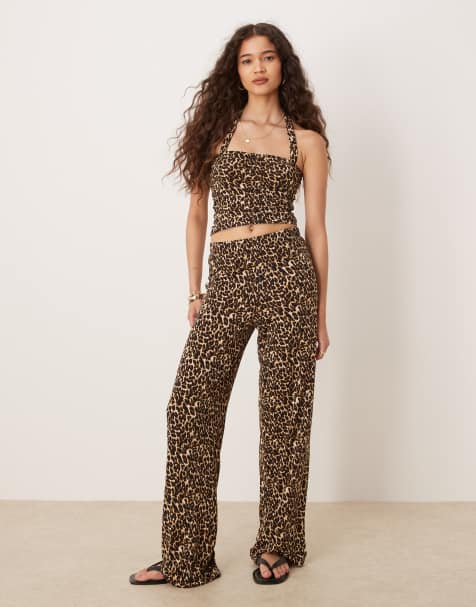 Pantalones ceñidos con estampado de leopardo de punto liso de VILA (parte de un conjunto) - view 1