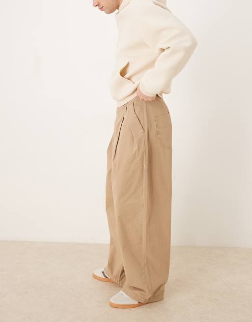 Pantalones chinos beis holgados extragrandes con pinzas de ASOS DESIGN, 3 de 5