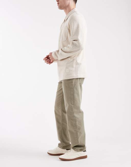 Pantalones chinos caqui lavado de corte recto de ASOS DESIGN, 3 de 5