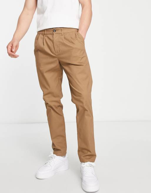 Pantalones chinos color piedra de corte cigarette de ASOS DESIGN 