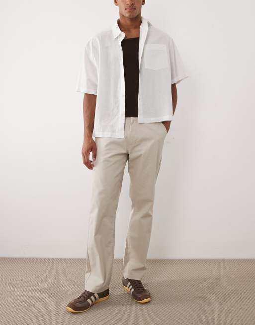 Pantalones chinos color piedra de corte recto de ASOS DESIGN