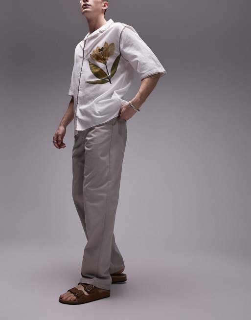 Pantalones chinos color piedra de corte recto y estilo worker de Topman