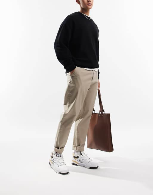 Pantalones chinos color piedra oscuro de corte tapered de ASOS DESIGN