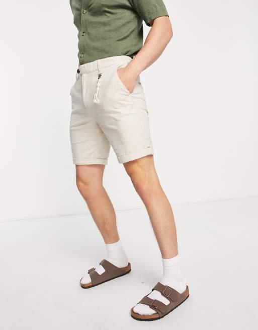 Pantalones chinos cortos color piedra de lino de Jack & Jones Intelligence, 4 de 4