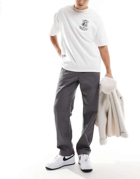 Pantalones chinos gris carbón de pernera recta sin cierres de ASOS DESIGN - view 1