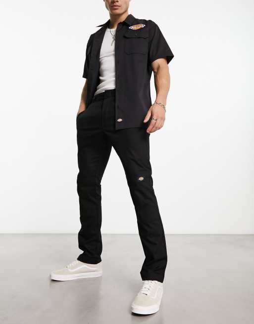 Pantalones chinos gris carbón de trabajo de corte slim entallado con rodillas reforzadas Double Knee de Dickies